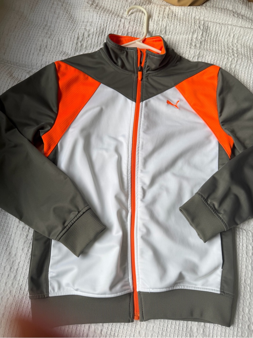 Puma Orange & Gray Boys Zip-Front Athletic Jacket